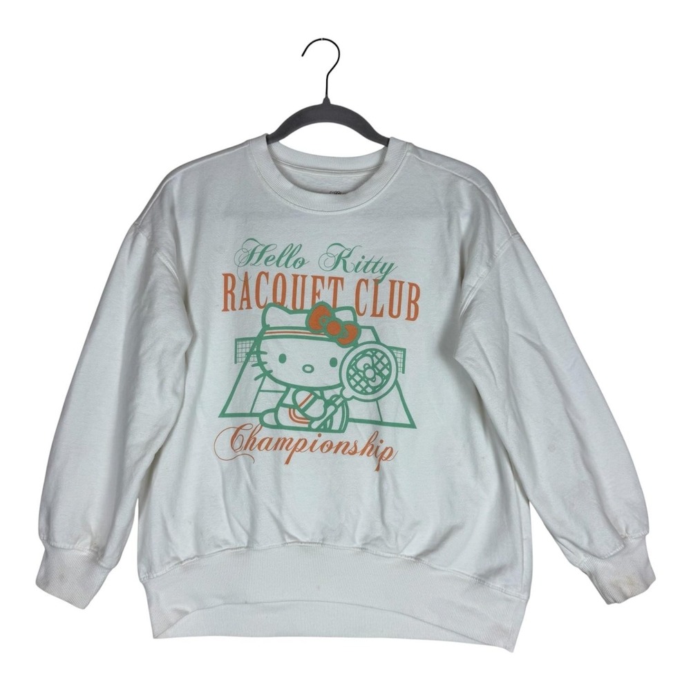 Hello Kitty Sweatshirt Girls 14-16 White Racquet Club Graphic Fleece Pullover